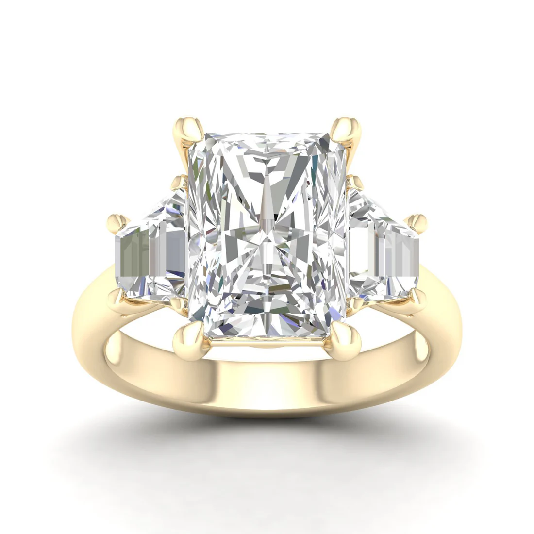 5.25 CTW Emerald Lab Grown Diamond Three Stone Ring