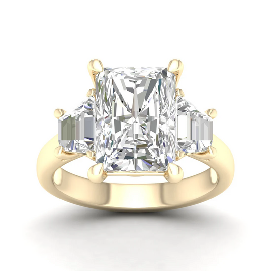 5.25 CTW Emerald Lab Grown Diamond Three Stone Ring