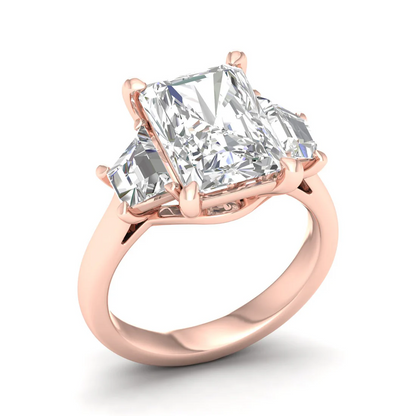 5.25 CTW Emerald Lab Grown Diamond Three Stone Ring