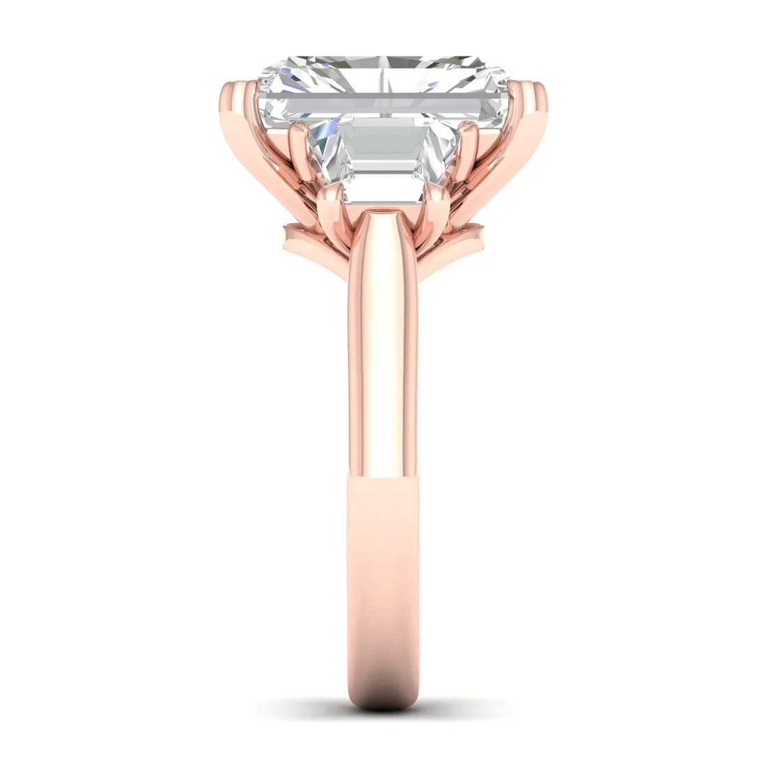 5.25 CTW Emerald Lab Grown Diamond Three Stone Ring