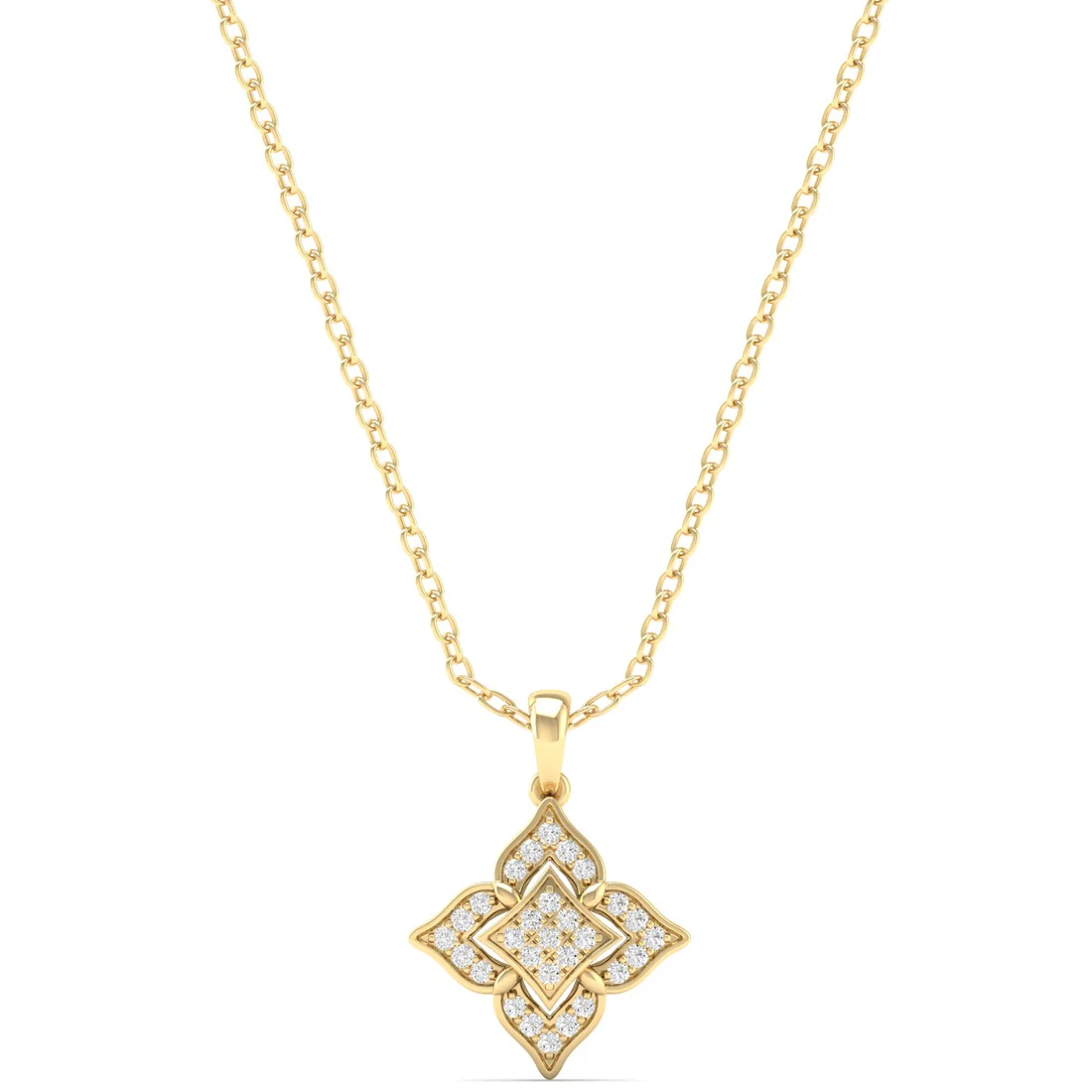 0.12CTW Lab Grown Diamond Pave Set Floral Pendant