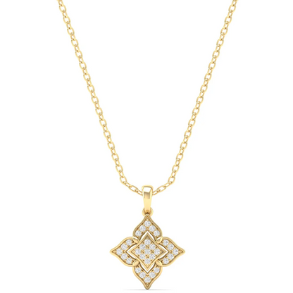 0.12CTW Lab Grown Diamond Pave Set Floral Pendant