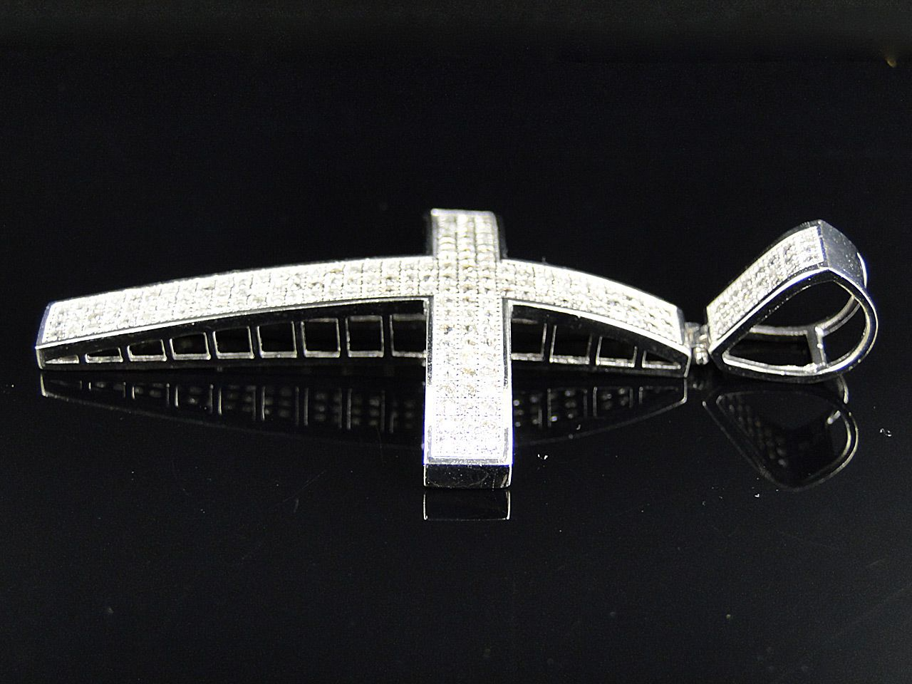 Fully Iced Out 10K Lab Grown Diamond Dome Cross Pendant