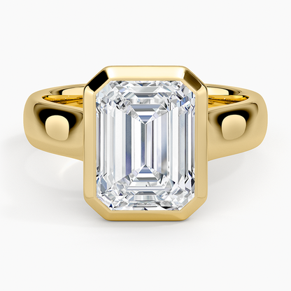 4mm Bezel 3CT Emerald Solitaire Engagement Ring
