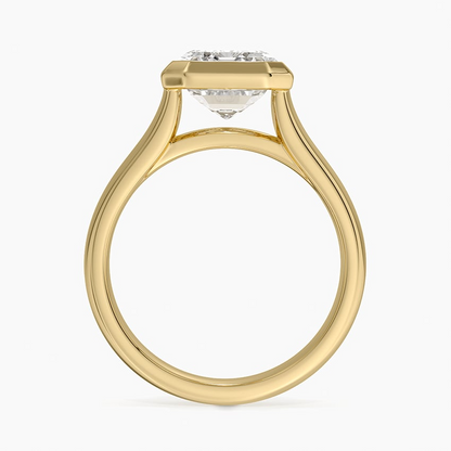 4mm Bezel 3CT Emerald Solitaire Engagement Ring
