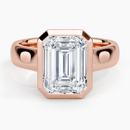 4mm Bezel 3CT Emerald Solitaire Engagement Ring