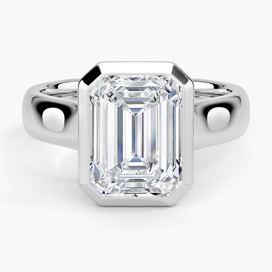 4mm Bezel 3CT Emerald Solitaire Engagement Ring
