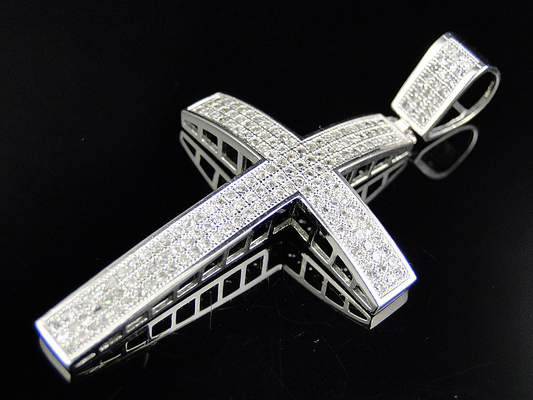 Fully Iced Out 10K Lab Grown Diamond Dome Cross Pendant
