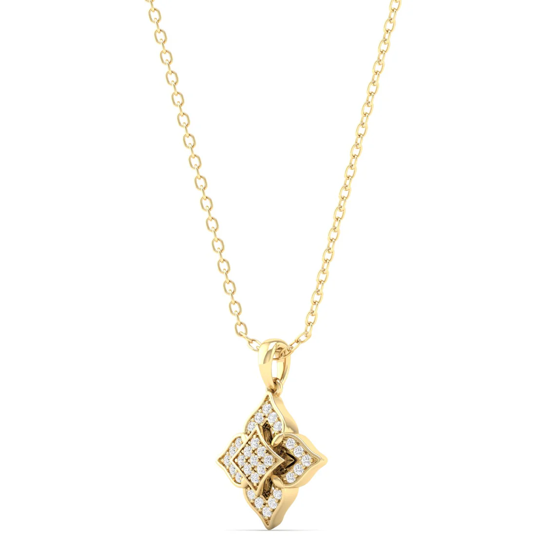 0.12CTW Lab Grown Diamond Pave Set Floral Pendant
