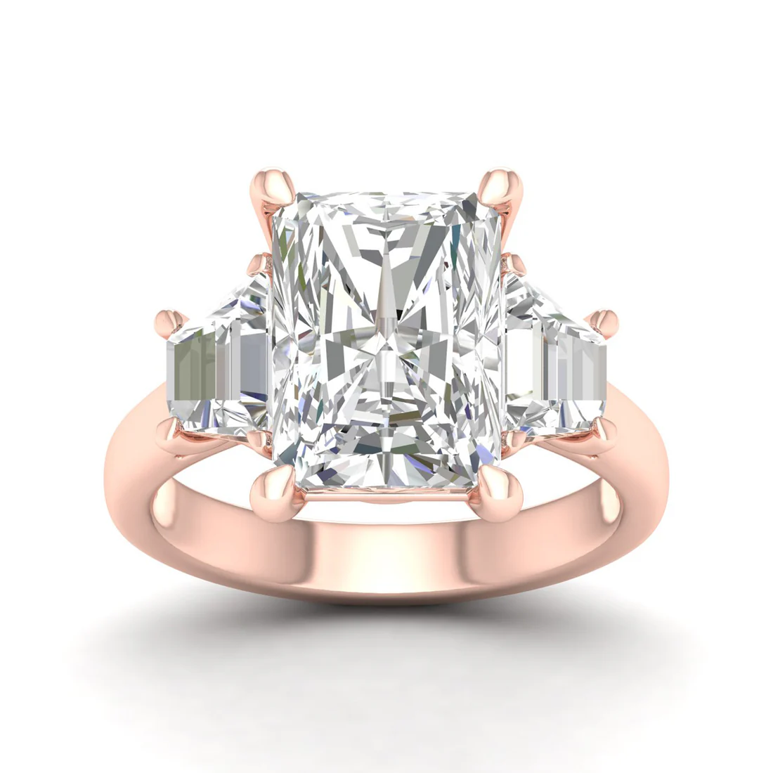 5.25 CTW Emerald Lab Grown Diamond Three Stone Ring