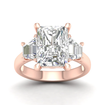 5.25 CTW Emerald Lab Grown Diamond Three Stone Ring