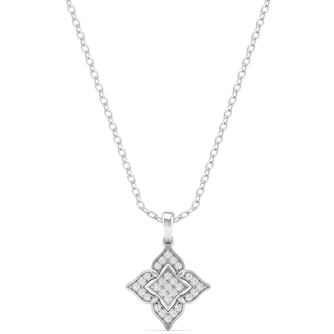 0.12CTW Lab Grown Diamond Pave Set Floral Pendant