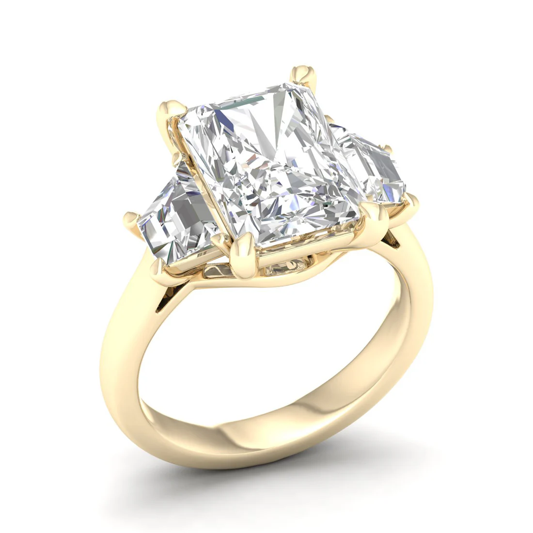 5.25 CTW Emerald Lab Grown Diamond Three Stone Ring