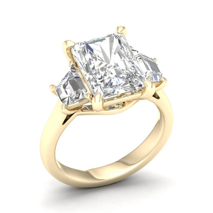 5.25 CTW Emerald Lab Grown Diamond Three Stone Ring