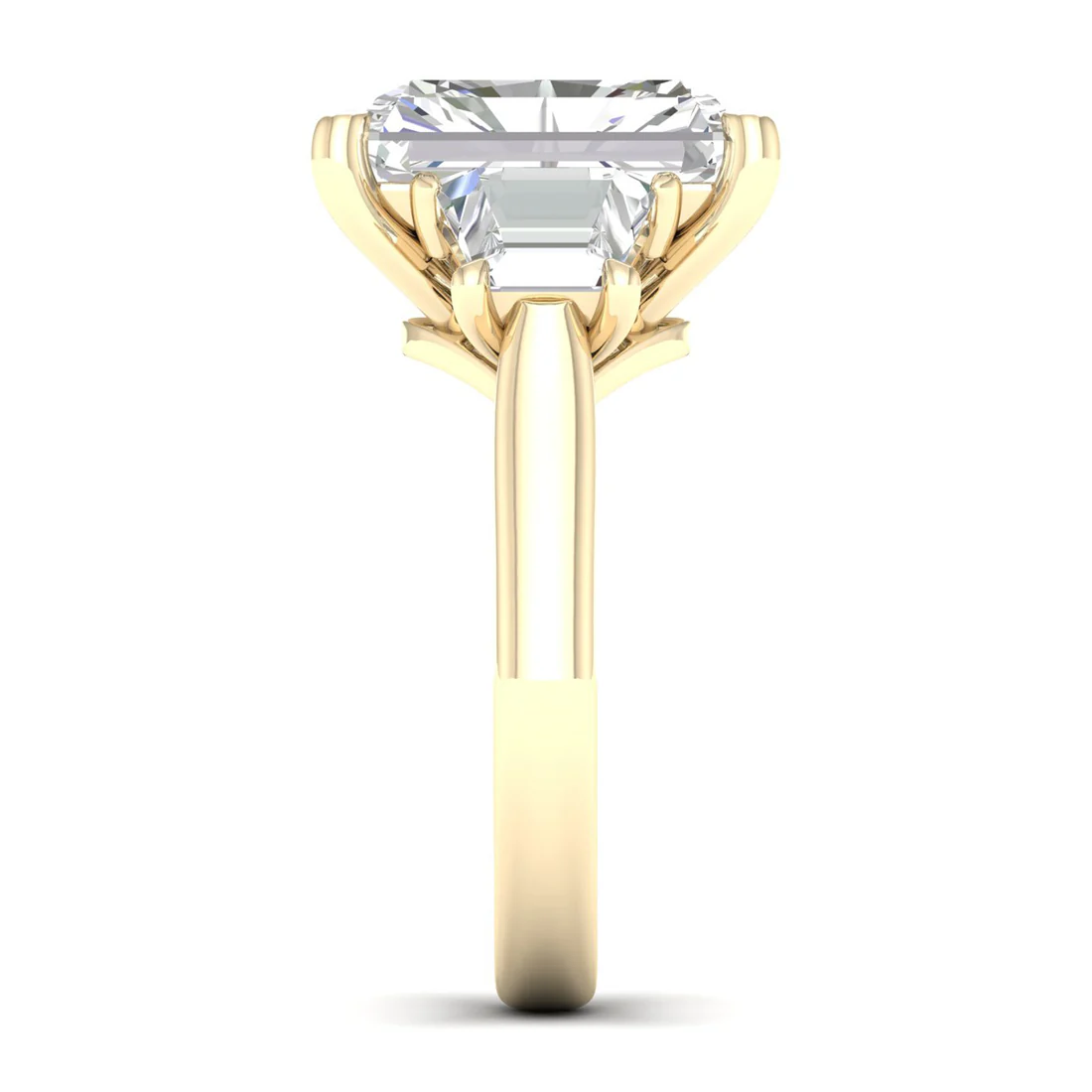 5.25 CTW Emerald Lab Grown Diamond Three Stone Ring