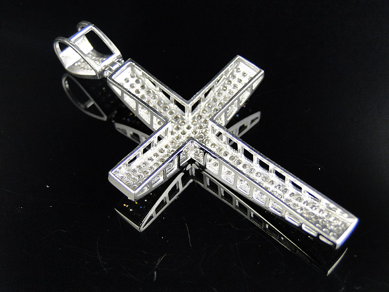 Fully Iced Out 10K Lab Grown Diamond Dome Cross Pendant