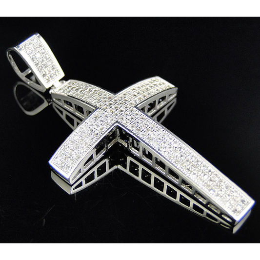 Fully Iced Out 10K Lab Grown Diamond Dome Cross Pendant