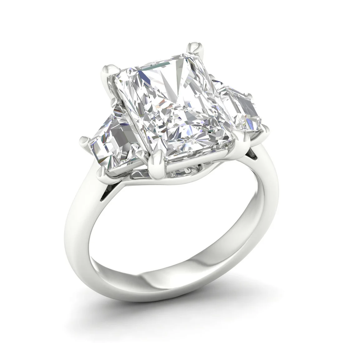 5.25 CTW Emerald Lab Grown Diamond Three Stone Ring