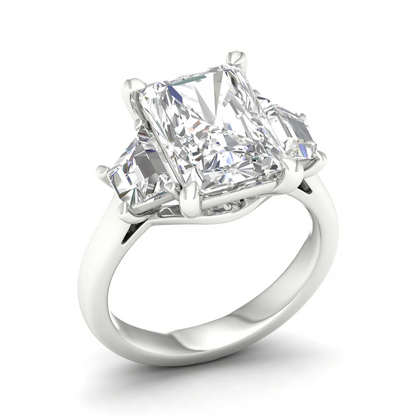 5.25 CTW Emerald Lab Grown Diamond Three Stone Ring