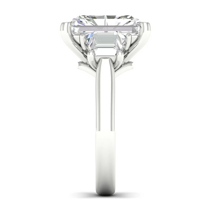 5.25 CTW Emerald Lab Grown Diamond Three Stone Ring