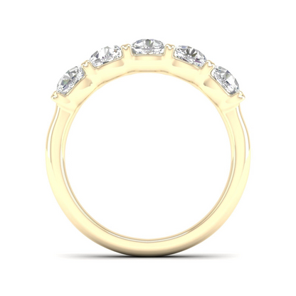 2 CTW Five Five Stone Cushion Lab Grown Diamond Anniversary Band