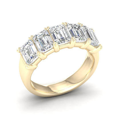 4 CTW Five Stone Emerald Lab Grown Diamond Anniversary Band