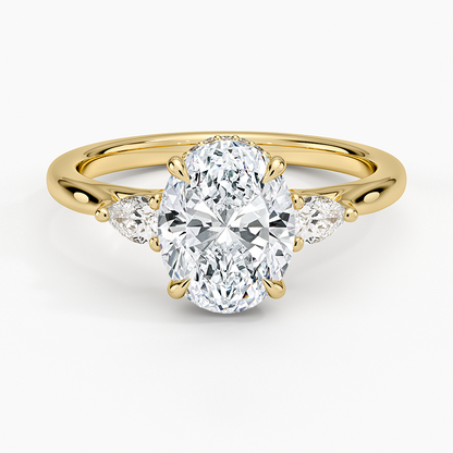 2Ct Oval lab Grown Diamond Gold Three Stone Ring