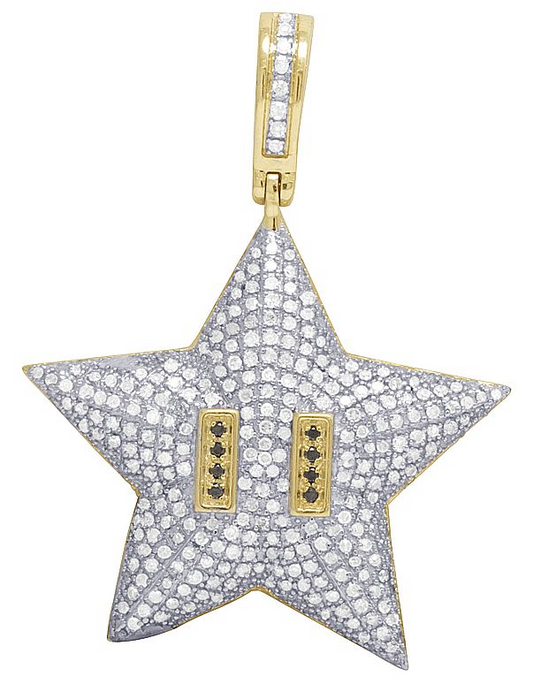 10K Gold Mario Star Bros Lab Grown Diamond Pendant
