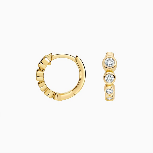 1/5 CTW Bezel Lab Grown Diamond Huggie Hoop Earrings