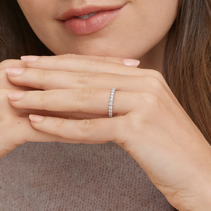 0.99 CTW Round Lab Grown Diamond 14k Solid Gold Women Wedding Band