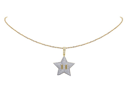 10K Gold Mario Star Bros Lab Grown Diamond Pendant