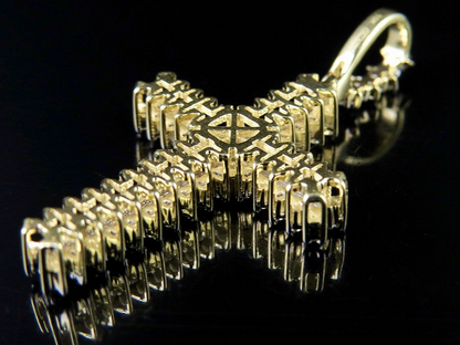 Lab Grown Diamond 10K 3 Row Cross Pendant