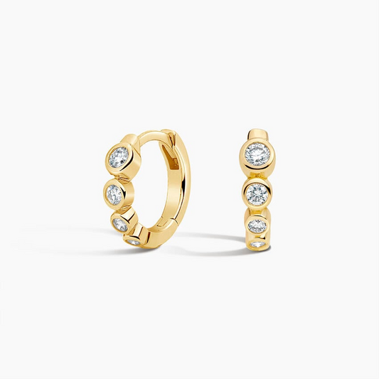 1/5 CTW Bezel Lab Grown Diamond Huggie Hoop Earrings