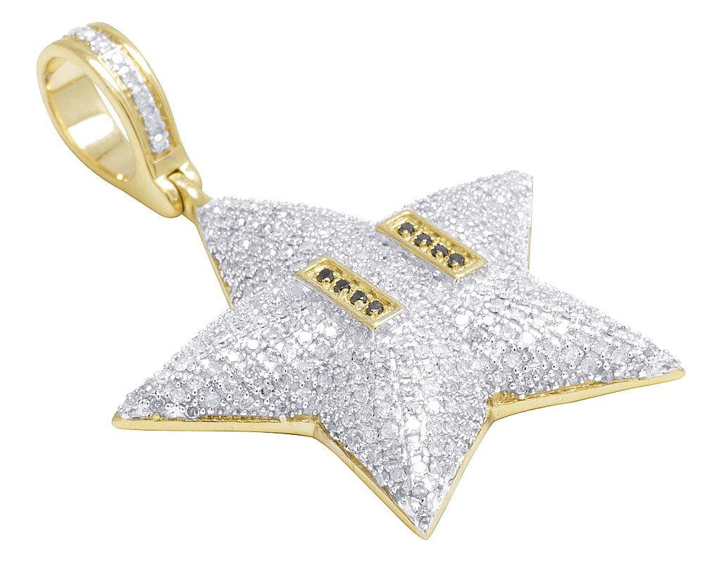 10K Gold Mario Star Bros Lab Grown Diamond Pendant