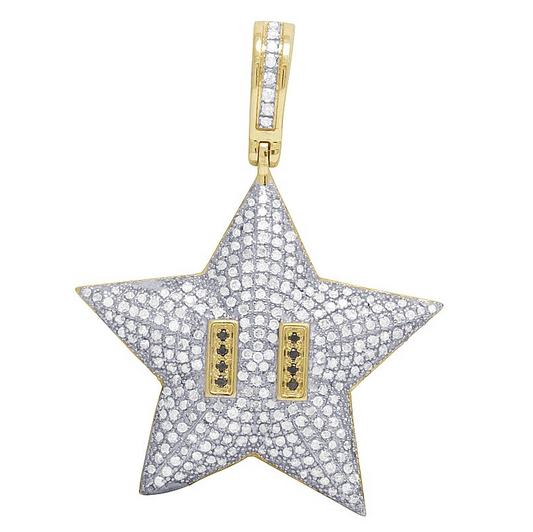 10K Gold Mario Star Bros Lab Grown Diamond Pendant