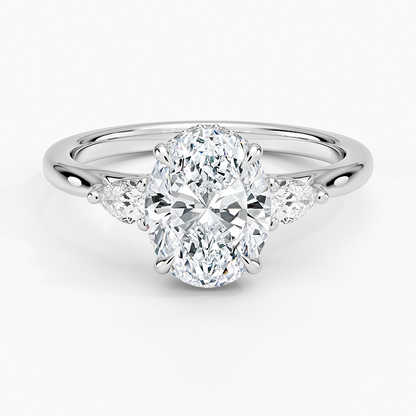 2Ct Oval lab Grown Diamond Gold Three Stone Ring