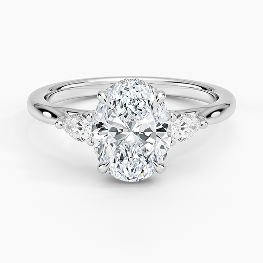 2Ct Oval lab Grown Diamond Gold Three Stone Ring