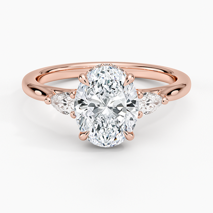 2Ct Oval lab Grown Diamond Gold Three Stone Ring