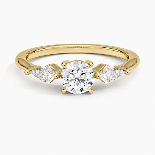 1/2CT Round Lab Grown Diamond Gold Three Stone Ring