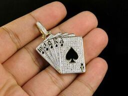 10K Gold Lab Grown Diamond Straight Poker Pendant