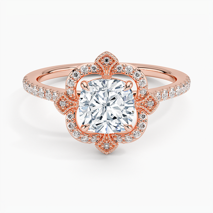 11/4CT Cushion Lab Grown Diamond Halo Engagement Ring