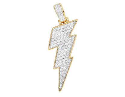 1.5" Lab Grown Diamond 10K Gold Lighting Bolt Emoji Pendant