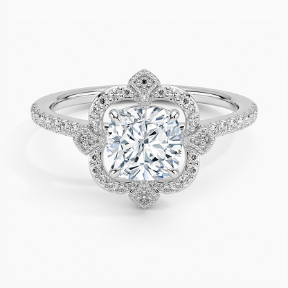 11/4CT Cushion Lab Grown Diamond Halo Engagement Ring