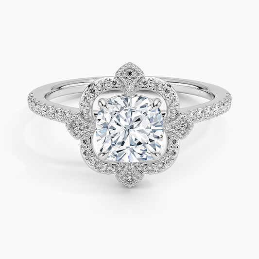 11/4CT Cushion Lab Grown Diamond Halo Engagement Ring