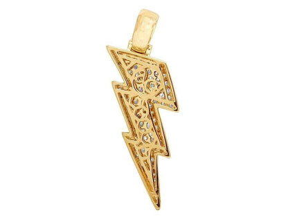 1.5" Lab Grown Diamond 10K Gold Lighting Bolt Emoji Pendant