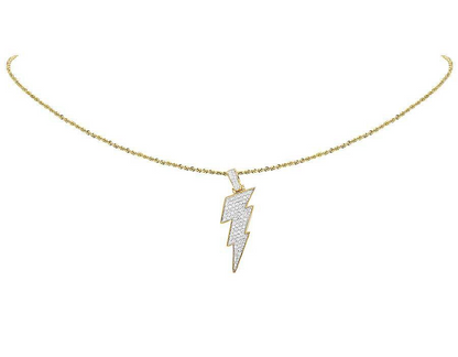 1.5" Lab Grown Diamond 10K Gold Lighting Bolt Emoji Pendant