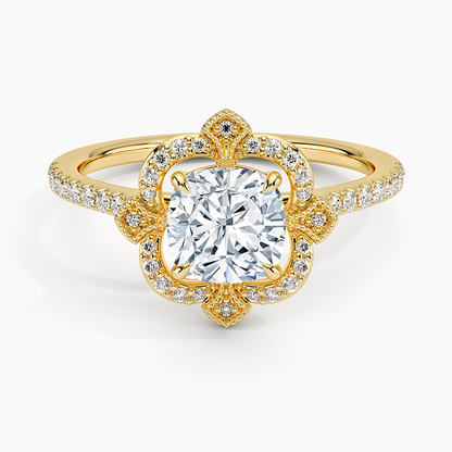 11/4CT Cushion Lab Grown Diamond Halo Engagement Ring