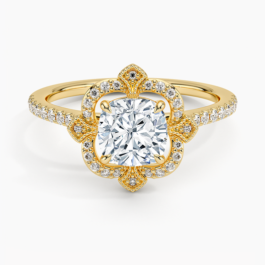 11/4CT Cushion Lab Grown Diamond Halo Engagement Ring