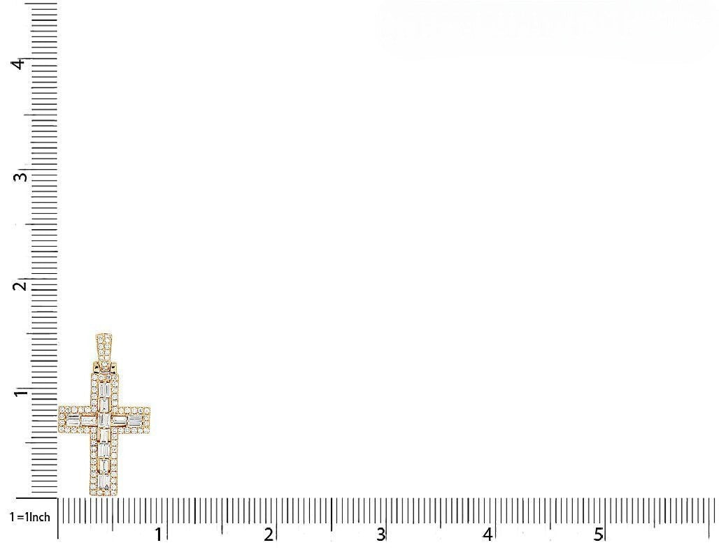 Lab Grown Diamond 14K Baguette Designer Cross Pendant