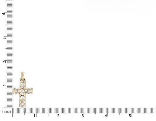 Lab Grown Diamond 14K Baguette Designer Cross Pendant